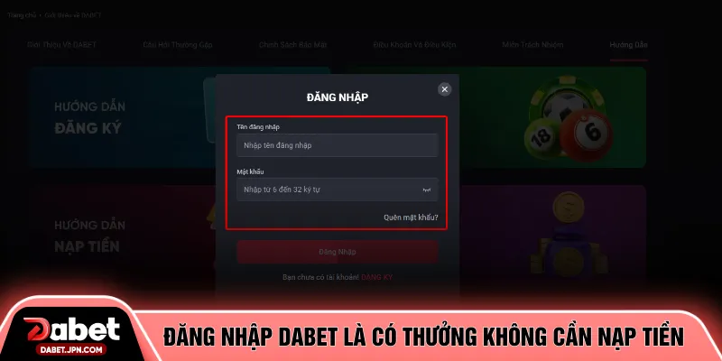 Đăng nhập DABET là có thưởng không cần nạp tiền