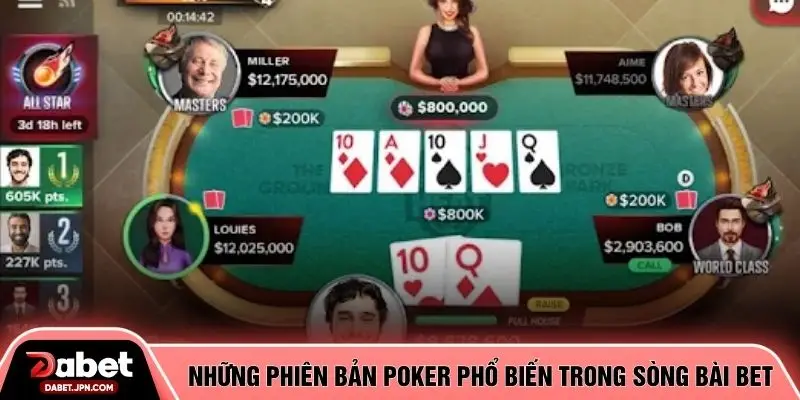 Những phiên bản poker phổ biến trong sòng bài BET