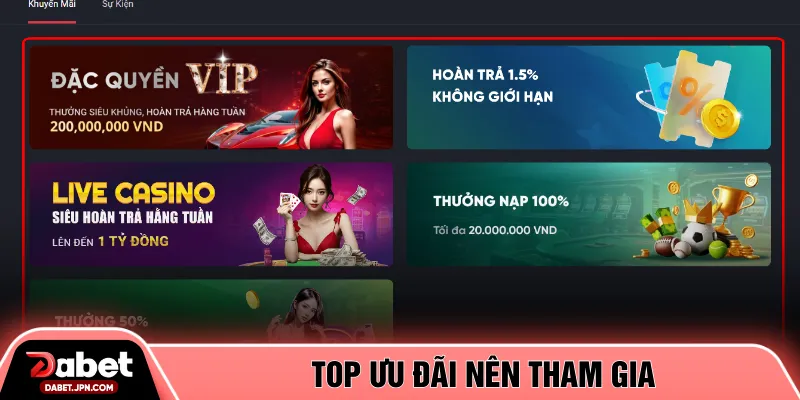 Top ưu đãi nên tham gia